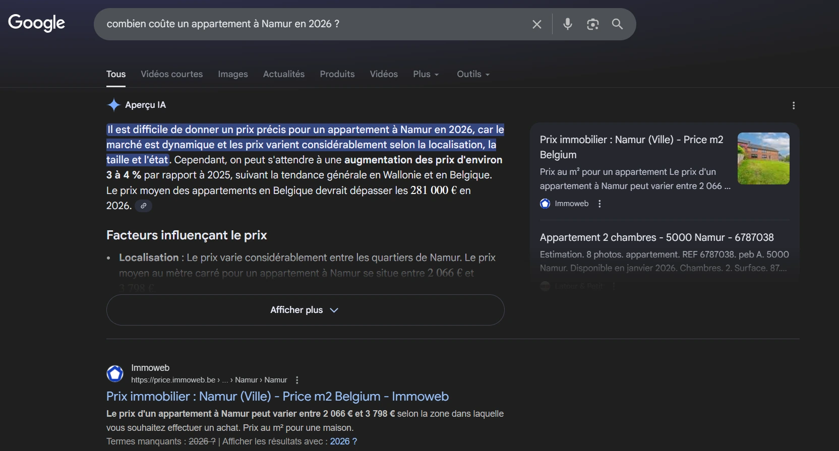 Réponses aperçu IA
